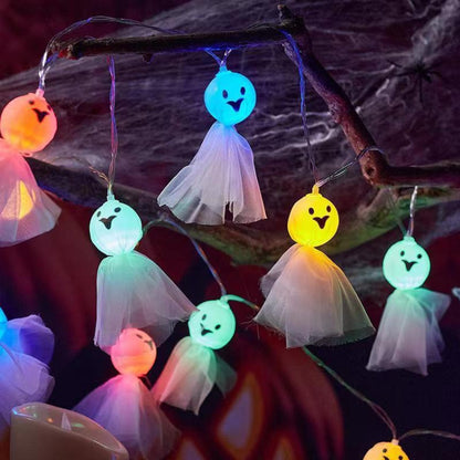 ไฟ LED ตกแต่งฮาโลวีนผ้าส่องสว่างผีเครื่องประดับสตริง, 1.5m 10 Lights, 3m 20 Lights, 6m 40 Lights