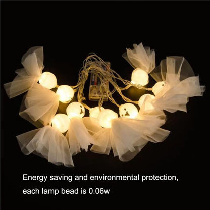 ไฟ LED ตกแต่งฮาโลวีนผ้าส่องสว่างผีเครื่องประดับสตริง, 1.5m 10 Lights, 3m 20 Lights, 6m 40 Lights
