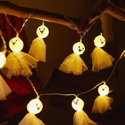 ไฟ LED ตกแต่งฮาโลวีนผ้าส่องสว่างผีเครื่องประดับสตริง, 1.5m 10 Lights, 3m 20 Lights, 6m 40 Lights
