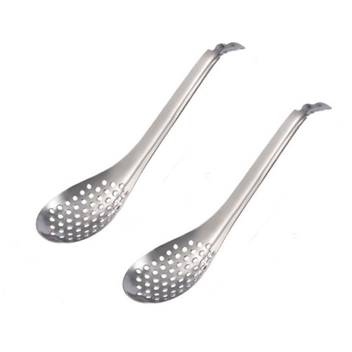 2 PCS 304 Stainless Steel Small Caviar Colander Molecular Cooking Spoon, True Color, Golden, Rose Gold, Colored, Black