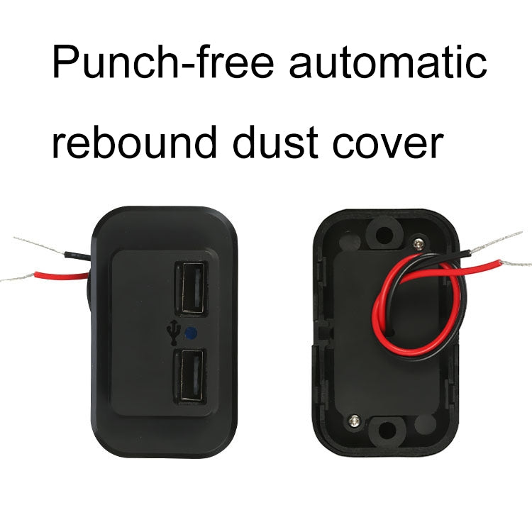 4.8A Automatic Spring Cover RV Bus Modified Dual USB Car Charger 4.8A, 4.8A