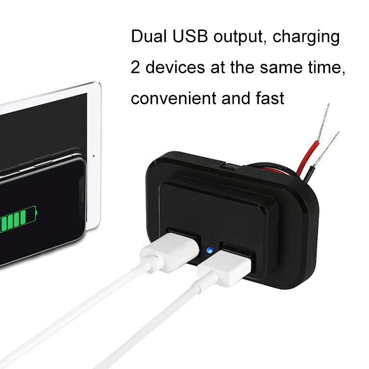 4.8A Automatic Spring Cover RV Bus Modified Dual USB Car Charger 4.8A, 4.8A