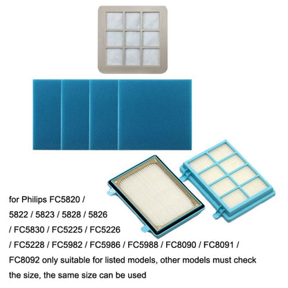 สำหรับเครื่องดูดฝุ่น Philips FC5823 / FC5826 / FC5830 / FC5832, Air Inlet Filter, 5PCS Sponge, Outlet Filter