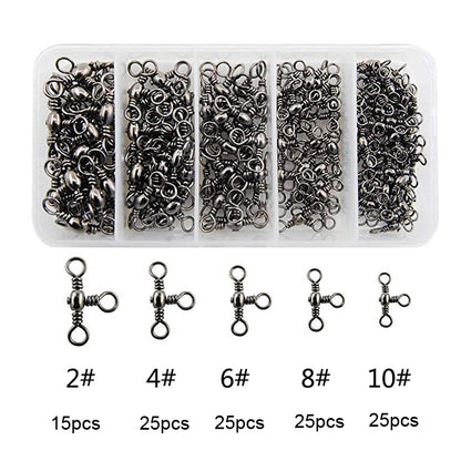 115 ชิ้น / กล่องรูปขวดสามง่ามหมุนแหวนตัวละครตกปลาสแตนเลส, 115 PCS / Box