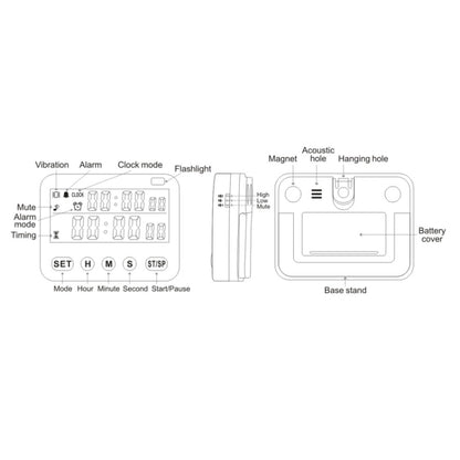 YS-218 Digital Timer เตือนนับถอยหลังแบบบวก 99 ชั่วโมง สไตล์:, No Vibration, With Vibration