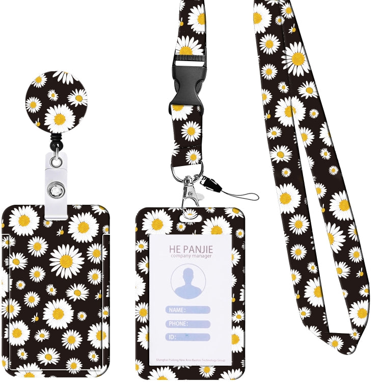 ผู้ถือบัตรพับเก็บได้ลายดอกไม้ป้ายชื่อ Work Bank Credit Card Sleeve, Black and White, Red Flower, Blue Flower, Green Sunflower