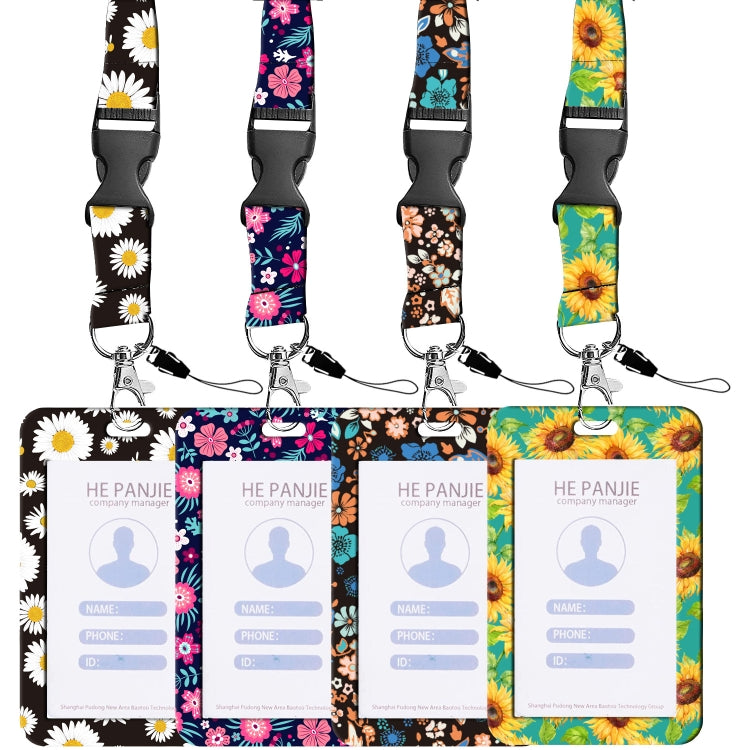ผู้ถือบัตรพับเก็บได้ลายดอกไม้ป้ายชื่อ Work Bank Credit Card Sleeve, Black and White, Red Flower, Blue Flower, Green Sunflower