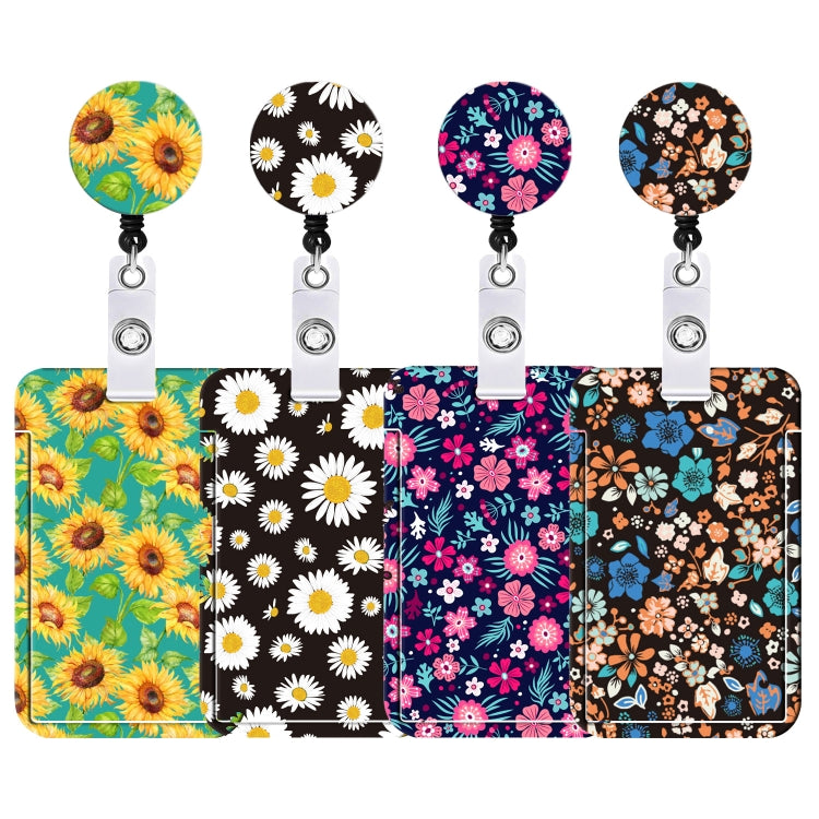 ผู้ถือบัตรพับเก็บได้ลายดอกไม้ป้ายชื่อ Work Bank Credit Card Sleeve, Black and White, Red Flower, Blue Flower, Green Sunflower