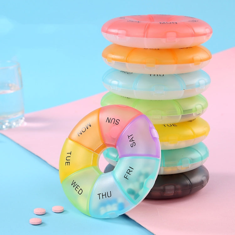 2 ชิ้นรอบ 7 วันสีรุ้งกล่องยาแบบพกพาพลาสติกเจ็ดตาราง, Colorful, สีดำ, สีเหลืองอ่อน, สีชมพู, Light Blue, Cyan, สีเขียวอ่อน, สีส้ม