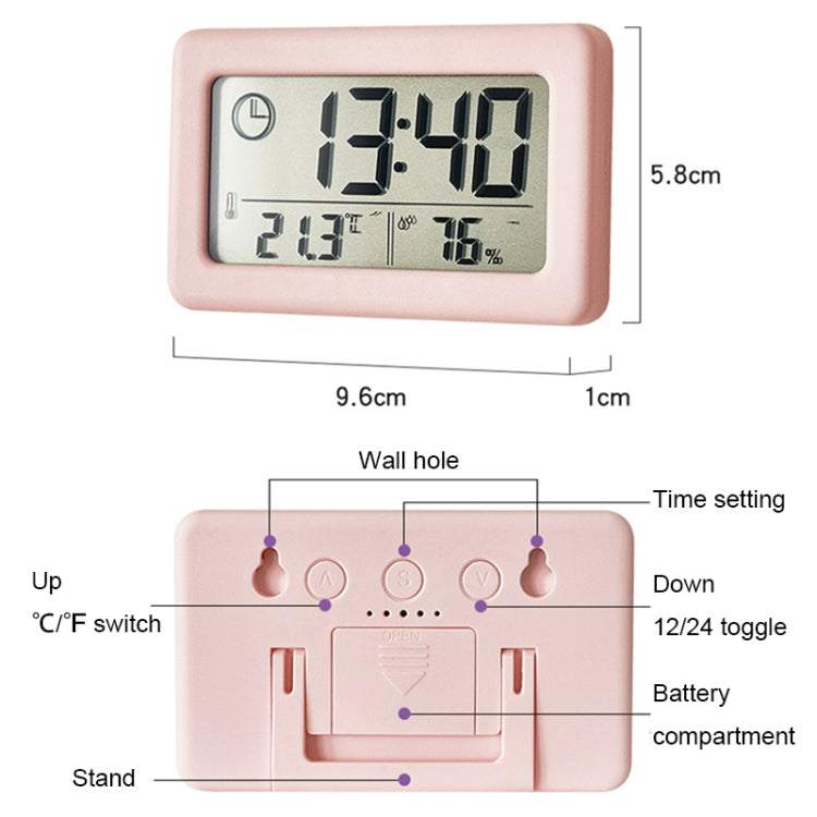 YD005 Mini Light และ Thin LCD หน้าจอ เครื่องวัดอุณหภูมิ/ความชื้น นาฬิกาอิเล็กทรอนิกส์, สีขาว, สีแดง, สีเขียว, สีน้ำเงิน, สีดำ