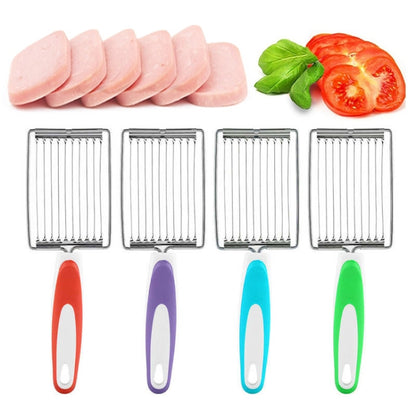 Tomato Luncheon Meat Slicer เครื่องตัดผลไม้สแตนเลสกันลื่น, Fruit Cutter(Orange), Fruit Cutter(Purple), Fruit Cutter(Blue), Fruit Cutter(Green)