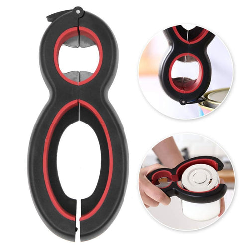 6 In 1 Simple Can Opener ที่เปิดขวดพลาสติกอเนกประสงค์, 6 In 1 Black Red