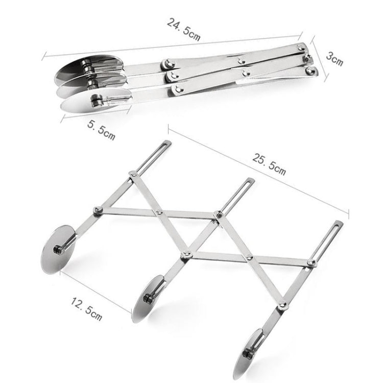 มีดพิซซ่าอเนกประสงค์ สแตนเลส แบบยืดหดได้ สไตล์:, 3 Wheeles, 4 Wheels, 5 Wheels, 6 Wheels, 7 Wheels, Two Headed 7 Wheels