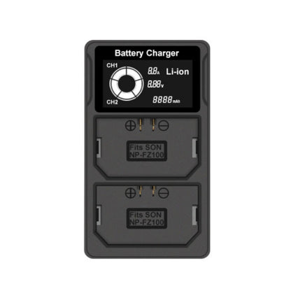 เครื่องชาร์จแบตเตอรี่กล้องหน้าจอ LCD USB แบบ Dual Charge