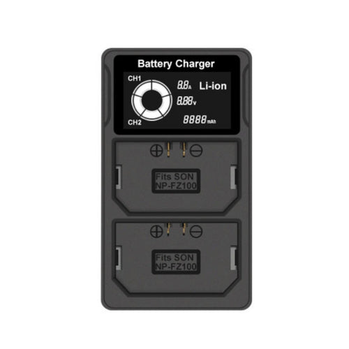 เครื่องชาร์จแบตเตอรี่กล้องหน้าจอ LCD USB แบบ Dual Charge