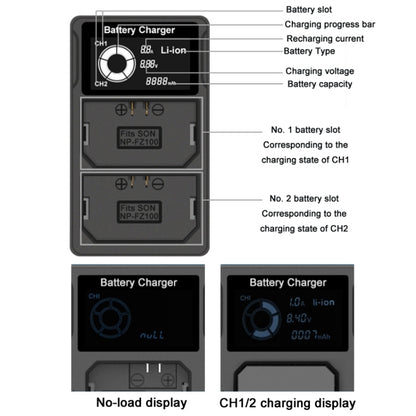 เครื่องชาร์จแบตเตอรี่กล้องหน้าจอ LCD USB แบบ Dual Charge