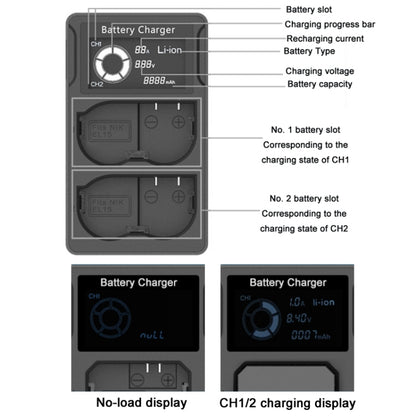 เครื่องชาร์จแบตเตอรี่กล้อง SLR แบบชาร์จคู่ USB LCD