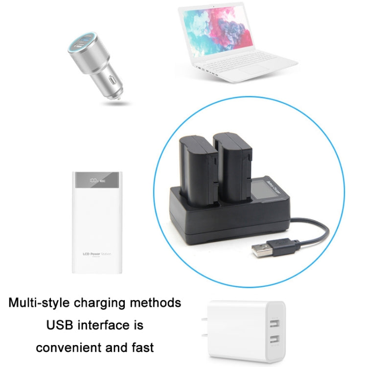 เครื่องชาร์จแบตเตอรี่กล้อง SLR แบบชาร์จคู่ USB LCD