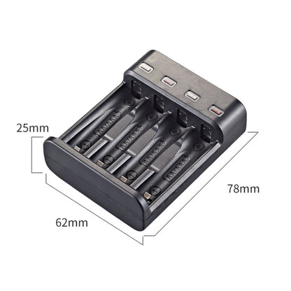 BMAX BH-804U 1.2V AA/AAA แบตเตอรี่ชาร์จแยกอิสระ 4 สล็อต USB Charger, 4 Slot Micro USB(Black)