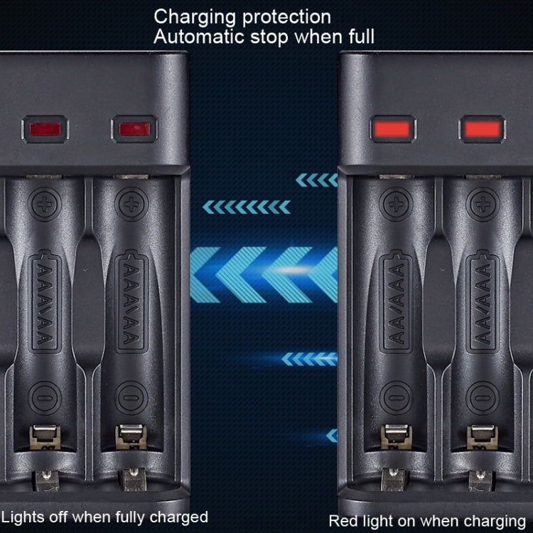 BMAX BH-804U 1.2V AA/AAA แบตเตอรี่ชาร์จแยกอิสระ 4 สล็อต USB Charger, 4 Slot Micro USB(Black)