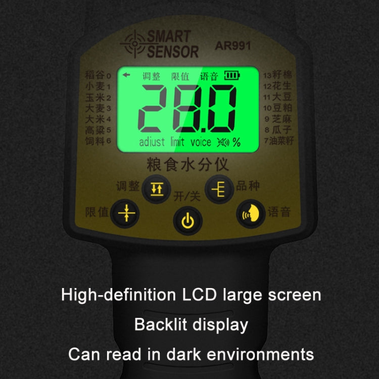 Smart Sensor AR991 Voice Prompt เครื่องทดสอบปริมาณความชื้นในเมล็ดพืช