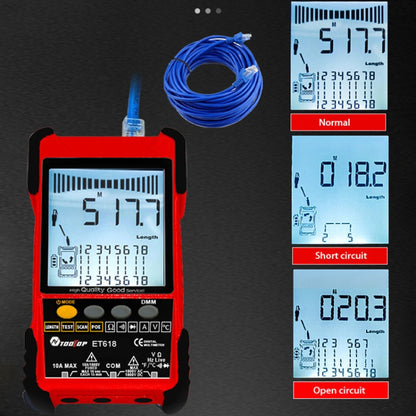 เครื่องทดสอบสายเคเบิลเครือข่ายแบบชาร์จไฟได้ Wire Tracker เครื่องทดสอบสายเคเบิล POE, ET616 (Red), ET618 (Red)