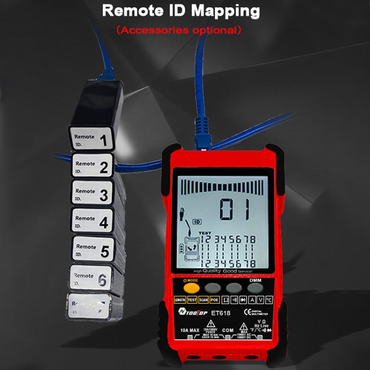 เครื่องทดสอบสายเคเบิลเครือข่ายแบบชาร์จไฟได้ Wire Tracker เครื่องทดสอบสายเคเบิล POE, ET616 (Red), ET618 (Red)