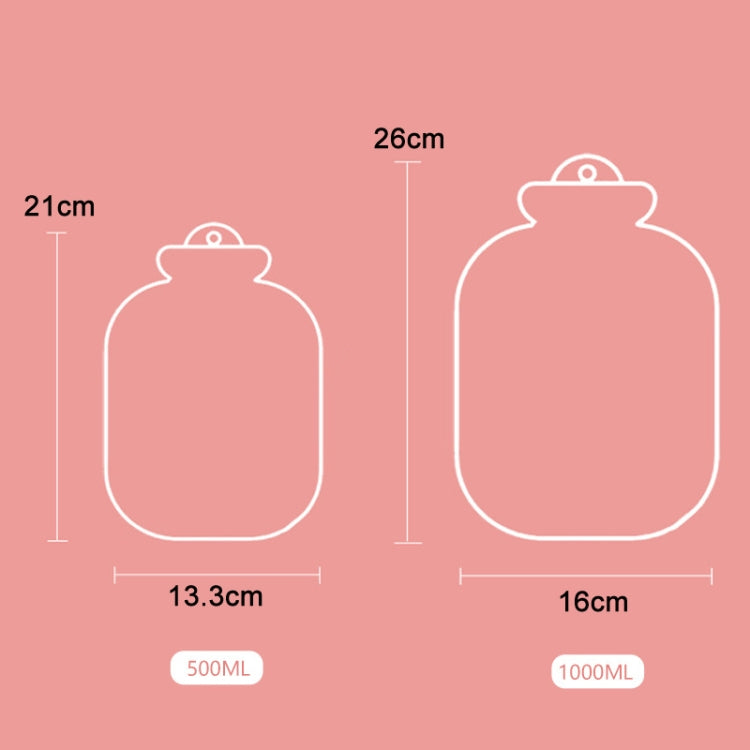 กระเป๋าน้ำร้อนขนาดเล็กแบบพกพาการ์ตูน Plush Water Jection, 500ML Pink, 500ML Blue, 1000ML Blue, 1000ML Green, 1000ML Mint Green, 1000ML Insert Yellow, 1000ML Insert Green