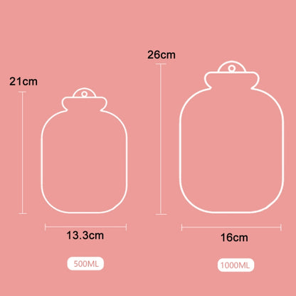 กระเป๋าน้ำร้อนขนาดเล็กแบบพกพาการ์ตูน Plush Water Jection, 500ML Pink, 500ML Blue, 1000ML Blue, 1000ML Green, 1000ML Mint Green, 1000ML Insert Yellow, 1000ML Insert Green