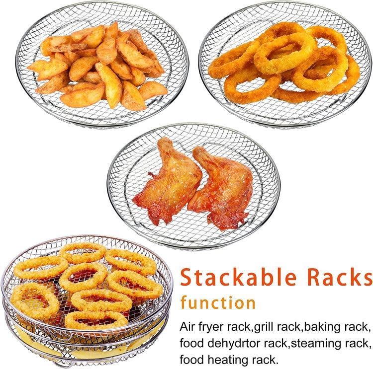 อุปกรณ์เสริม Air Fryer ตะแกรงนึ่งตะแกรงกลมสามชั้นขนาด 8 นิ้ว, Round