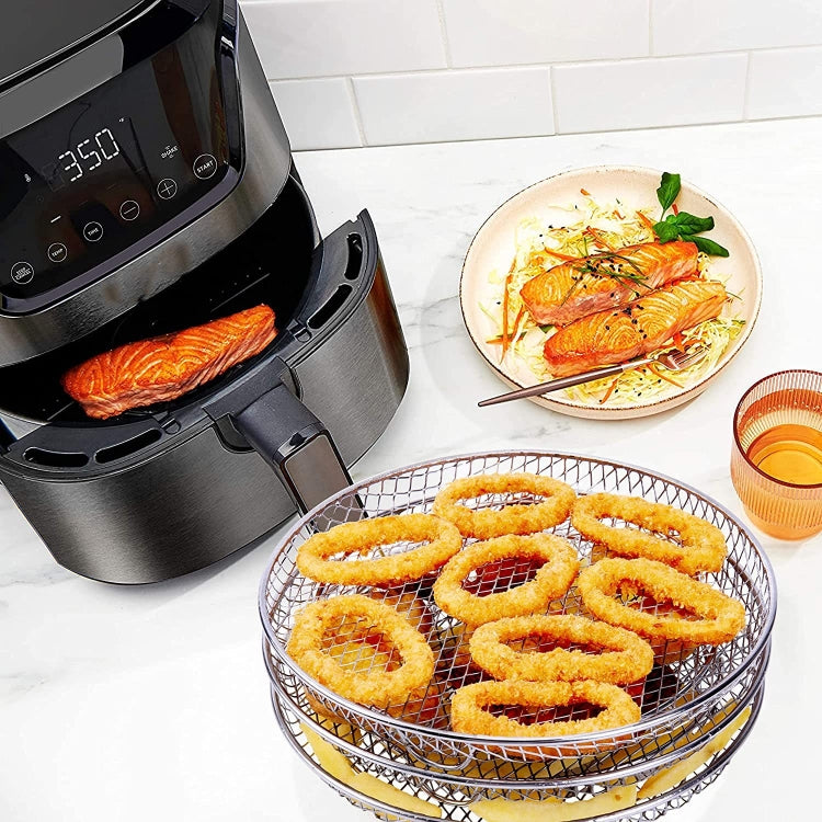 อุปกรณ์เสริม Air Fryer ตะแกรงนึ่งตะแกรงกลมสามชั้นขนาด 8 นิ้ว, Round
