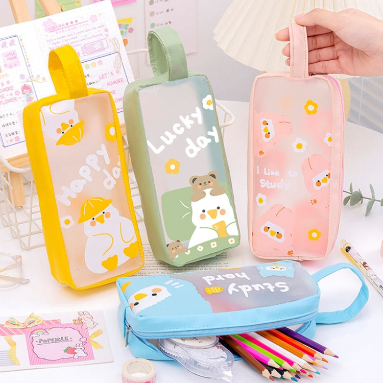 กระเป๋าเครื่องเขียนนักเรียนความจุขนาดใหญ่ลายการ์ตูนน่ารัก PVC