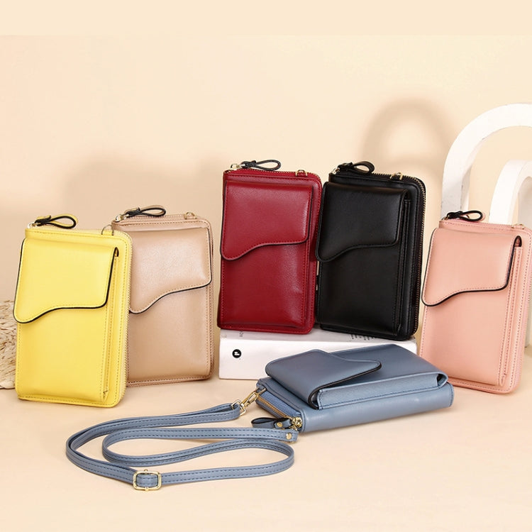 กระเป๋าสะพายไหล่ Crossbody ความจุขนาดใหญ่กระเป๋าใส่โทรศัพท์มือถือสุภาพสตรีแบบยาว, Style 3 Yellow, Style 3 Red, Style 3 Pink