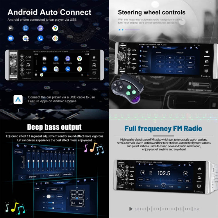 A2905 5.1 นิ้ว IPS Capacitive Screen เครื่องเล่น Carplay แบบก้นเดี่ยวสไตล์:, Standard, Standard+4 Light Camera, Standard+8 Light Camera, Standard+12 Light Camera, Standard+AHD Light Camera