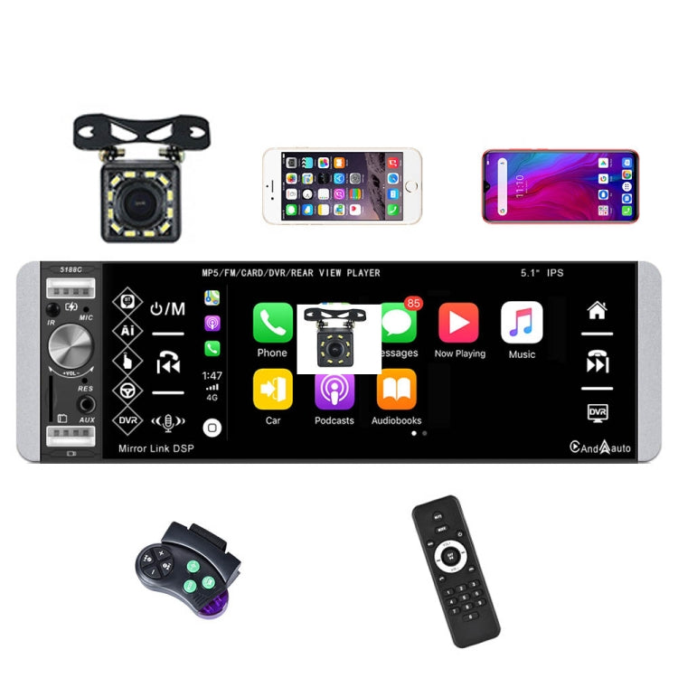 A2905 5.1 นิ้ว IPS Capacitive Screen เครื่องเล่น Carplay แบบก้นเดี่ยวสไตล์:, Standard, Standard+4 Light Camera, Standard+8 Light Camera, Standard+12 Light Camera, Standard+AHD Light Camera