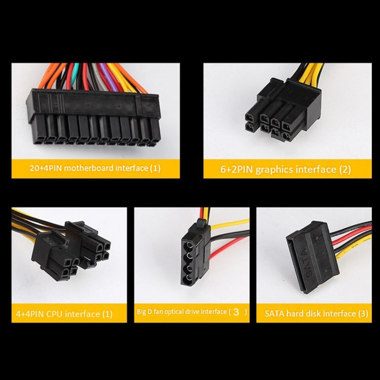 Jbon 600WS จัดอันดับ 500W Dual 6Pin เดสก์ท็อปพีซีพาวเวอร์ซัพพลาย, 600WS