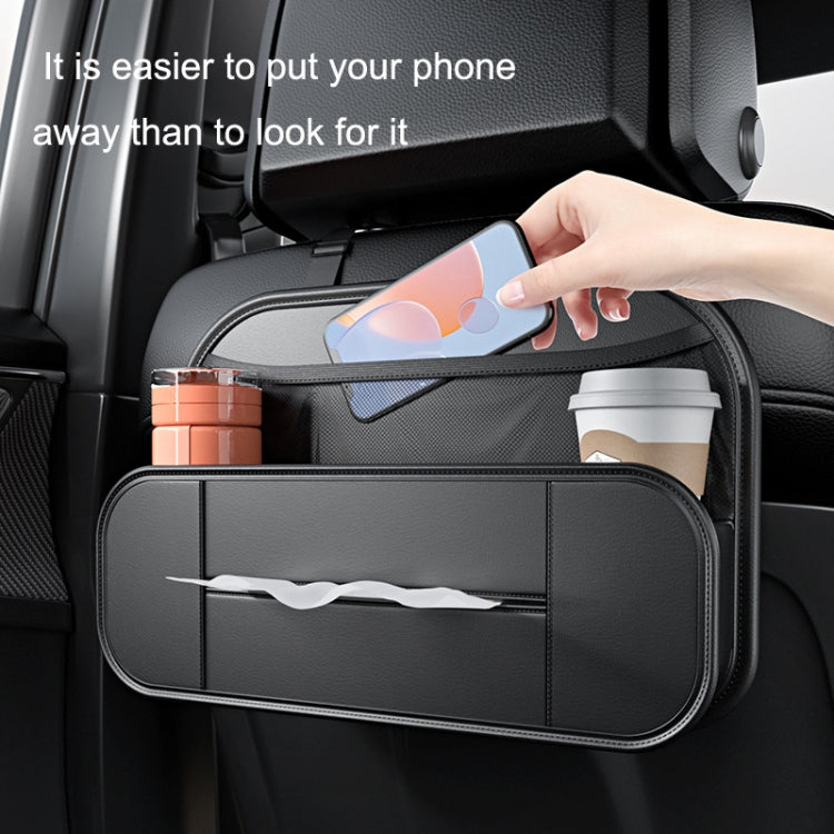 กระเป๋าใส่ของอเนกประสงค์เบาะหนังด้านหลังเบาะรถยนต์, Storage Bag (Black)