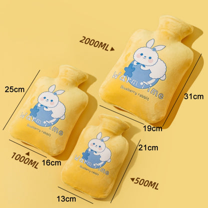 ถุงน้ำร้อนบรรจุน้ำ PVC ป้องกันการระเบิดการ์ตูนหุ้มกำมะหยี่หนา, 500ML Milky White, 1000ML Milky White, 2000ML Milky White, 500ML Light Green, 1000ML Light Green, 2000ML Light Green, 500ML Yellow, 1000ML Yellow, 2000ML Yellow