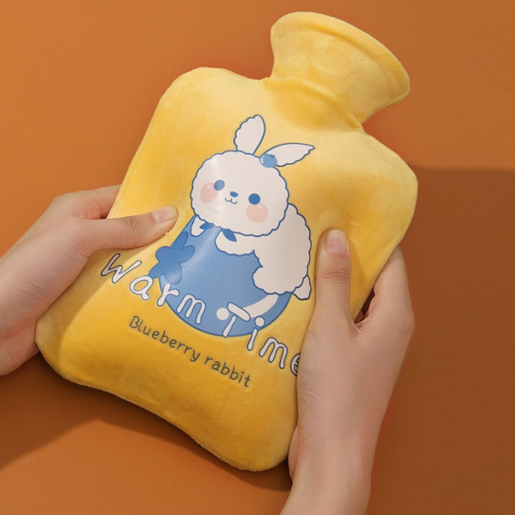 ถุงน้ำร้อนบรรจุน้ำ PVC ป้องกันการระเบิดการ์ตูนหุ้มกำมะหยี่หนา, 500ML Milky White, 1000ML Milky White, 2000ML Milky White, 500ML Light Green, 1000ML Light Green, 2000ML Light Green, 500ML Yellow, 1000ML Yellow, 2000ML Yellow