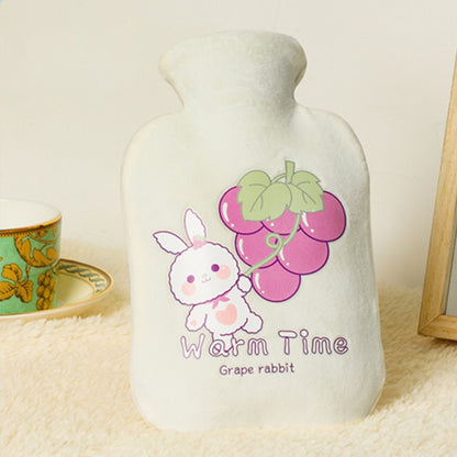 ถุงน้ำร้อนบรรจุน้ำ PVC ป้องกันการระเบิดการ์ตูนหุ้มกำมะหยี่หนา, 500ML Milky White, 1000ML Milky White, 2000ML Milky White, 500ML Light Green, 1000ML Light Green, 2000ML Light Green, 500ML Yellow, 1000ML Yellow, 2000ML Yellow