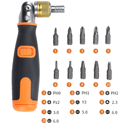 2050C แบบพกพา 10 ใน 1 ชุดไขควงมุมวงล้อหลายมุมที่ซ่อนอยู่, 10 In 1 Orange, 10 In 1 Gray
