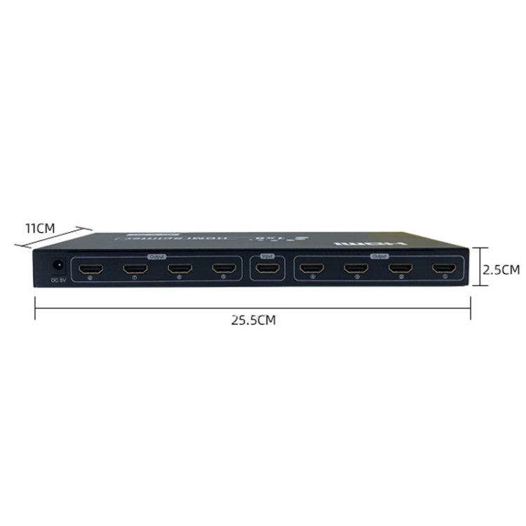 FJGEAR SM4K108 8 พอร์ต HDMI Splitter 4K HD Audio และ Video Splitter, SM4K108