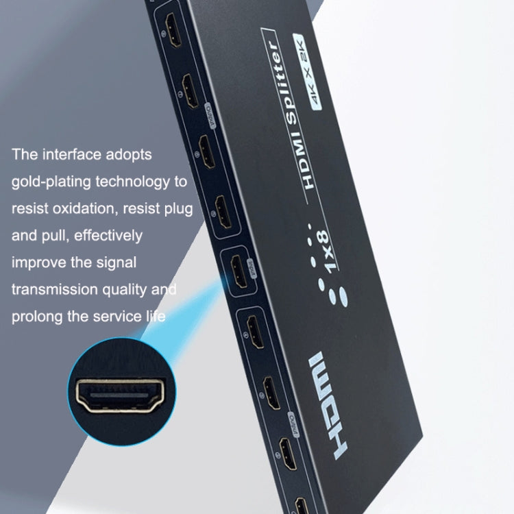 FJGEAR SM4K108 8 พอร์ต HDMI Splitter 4K HD Audio และ Video Splitter, SM4K108