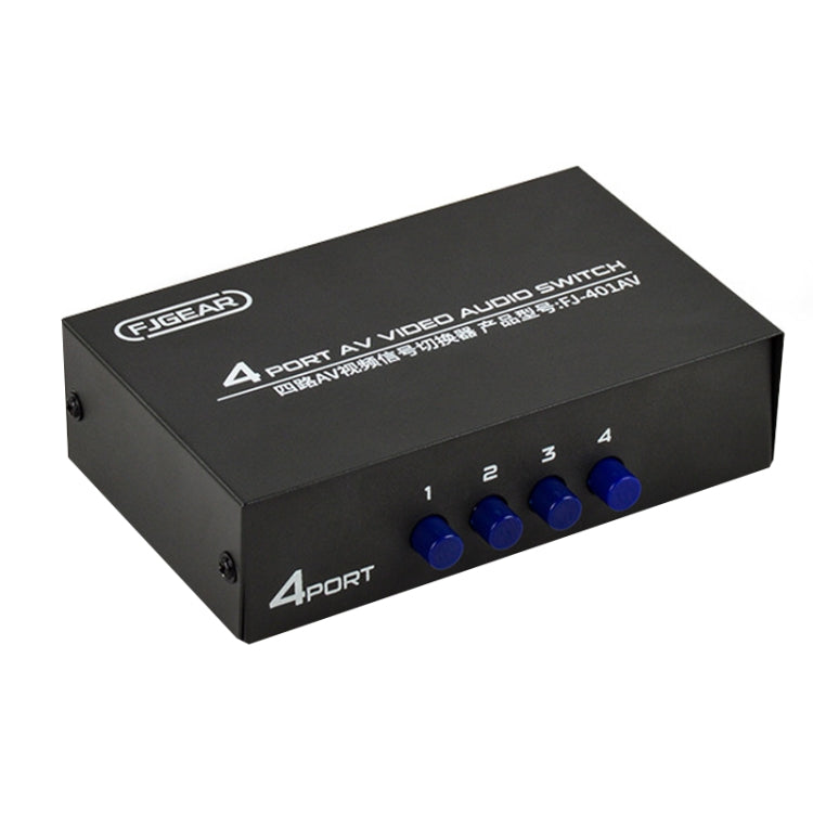 FJGEAR FJ-401AV อินเตอร์เฟส Lotus Head 4-way AV Audio and Video Switcher, FJ-401AV
