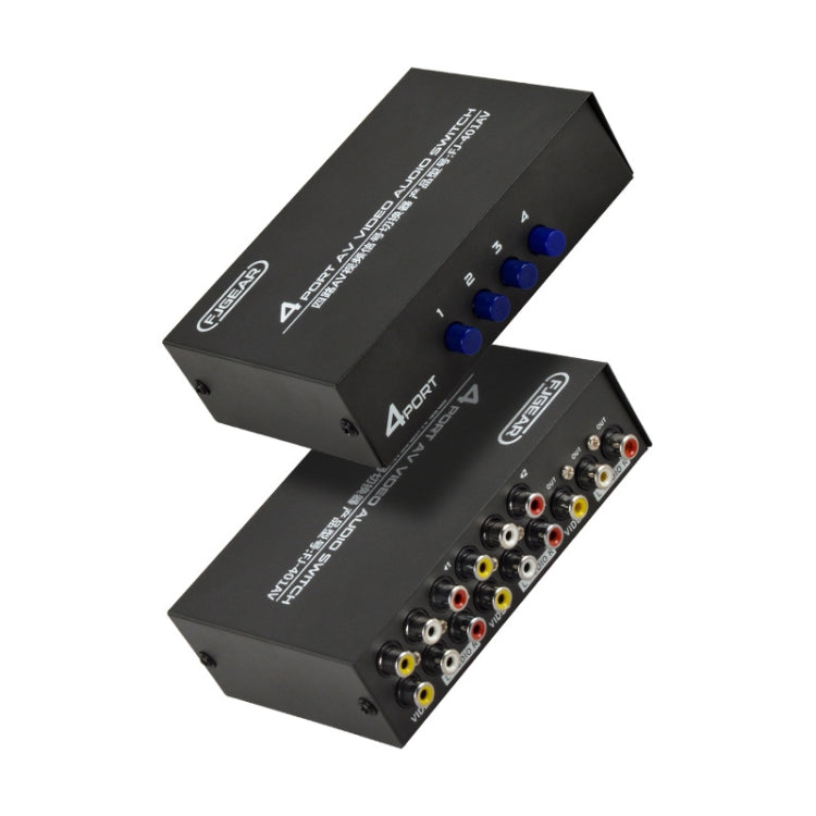 FJGEAR FJ-401AV อินเตอร์เฟส Lotus Head 4-way AV Audio and Video Switcher, FJ-401AV