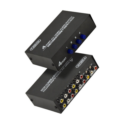 FJGEAR FJ-401AV อินเตอร์เฟส Lotus Head 4-way AV Audio and Video Switcher, FJ-401AV