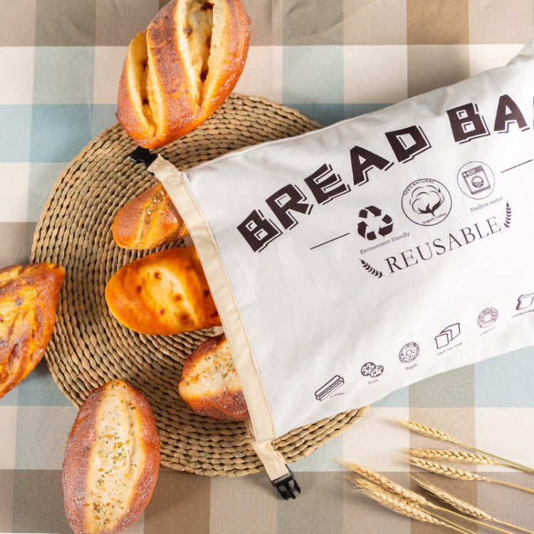 กระเป๋าใส่ขนมปังผ้าฝ้าย TPU พร้อมกระเป๋าเก็บของแบบใช้ซ้ำได้, Bread Bag White, Bread Bag Beige