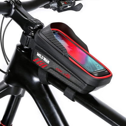 WILD MAN E12 1L EVA Hard Shell Mountain Bike กระเป๋าคานหน้ากันน้ำและทนต่อการสึกหรอ, E12 (Red), E12 (Black)