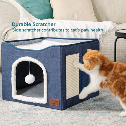สตูลสัตว์เลี้ยง Pet Kennel สตูลเก็บของในร่มพับได้ Cat Dog Kennel, 41 x 41 x 35cm