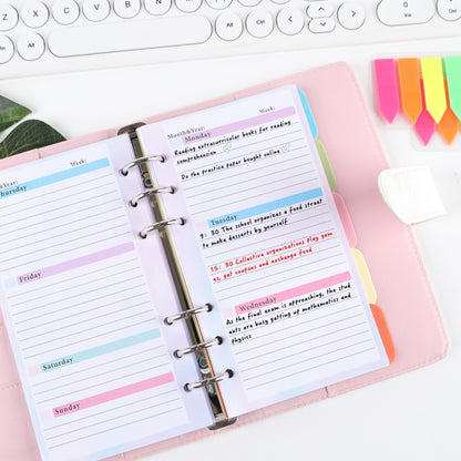 A6 6 Hole Budget Book Loose-leaf Replacement Core คู่มือแทรก, Spec:, Kit 1, 3 In 1, Monthly Plan 56 Sheets, Budget Page 56 Sheets, Weekly Plan 108 Sheets